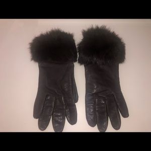 Genuine Rabbit Fur Leather Gloves
